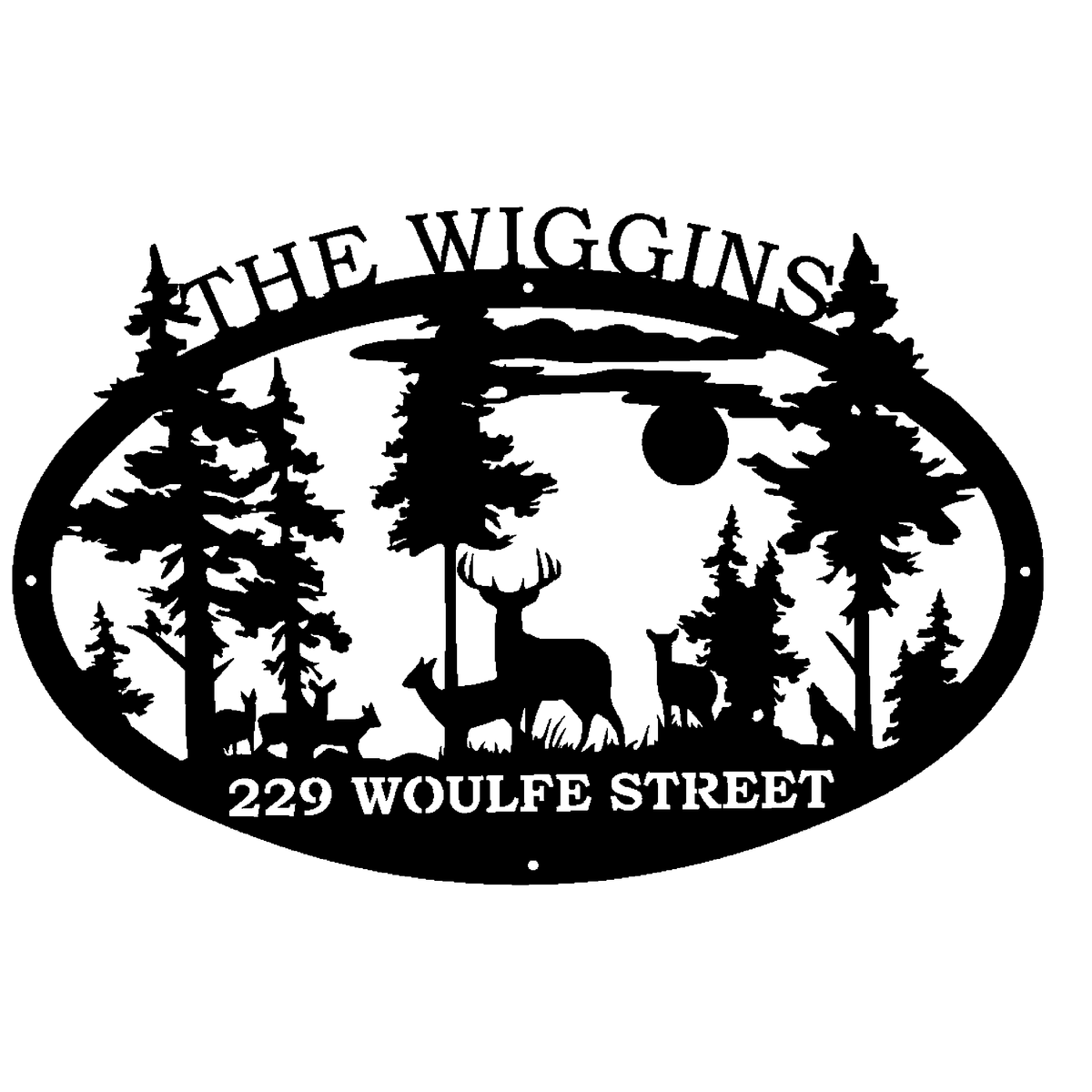 Deer Forest Name & Address Sign (Oval)