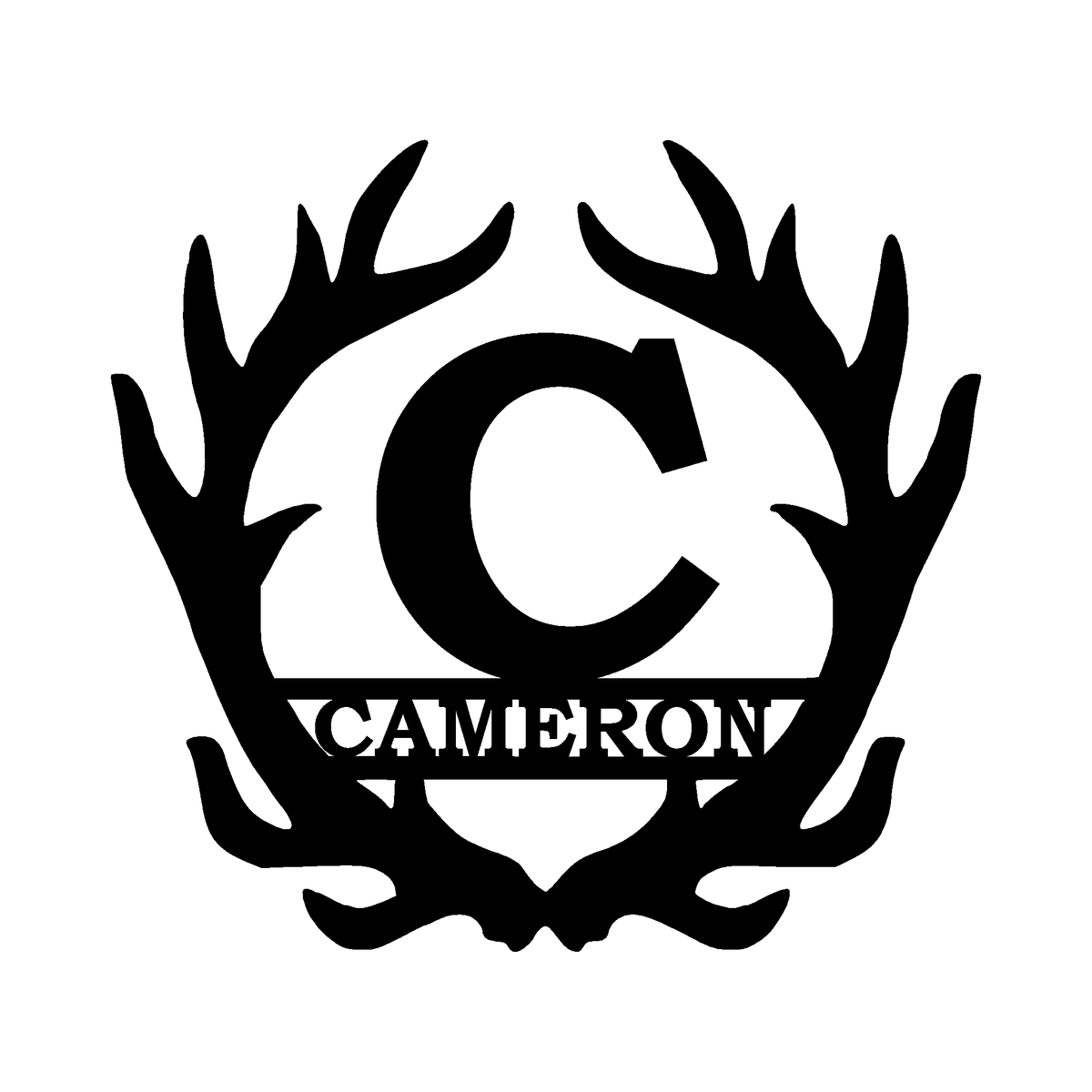 Antler Monogram Metal Sign