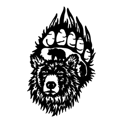 Bear Paw Print Scene Metal Sign