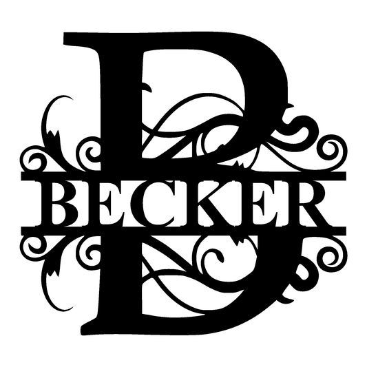 Split Letter Monogram — Scrollwork Style