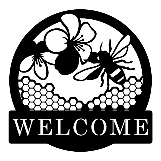 Bees Welcome Metal Sign