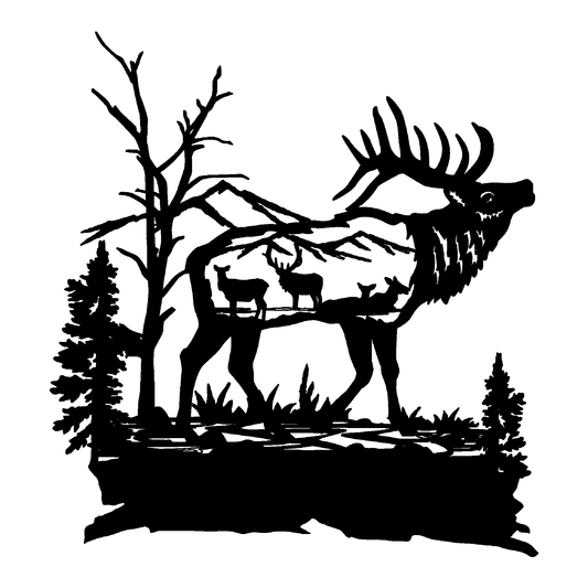 Elk Scene Metal Sign