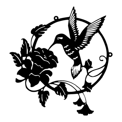 Hummingbird with Flowers Metal Sign