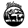 Welcome Deer & Mountains Round Sign