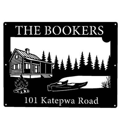 Cabin & Canoe Address Sign