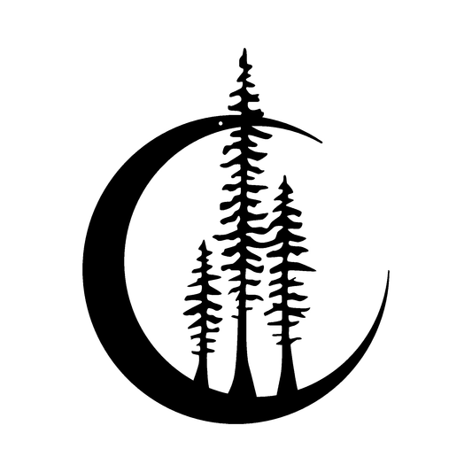 Moon and Trees Metal Sign